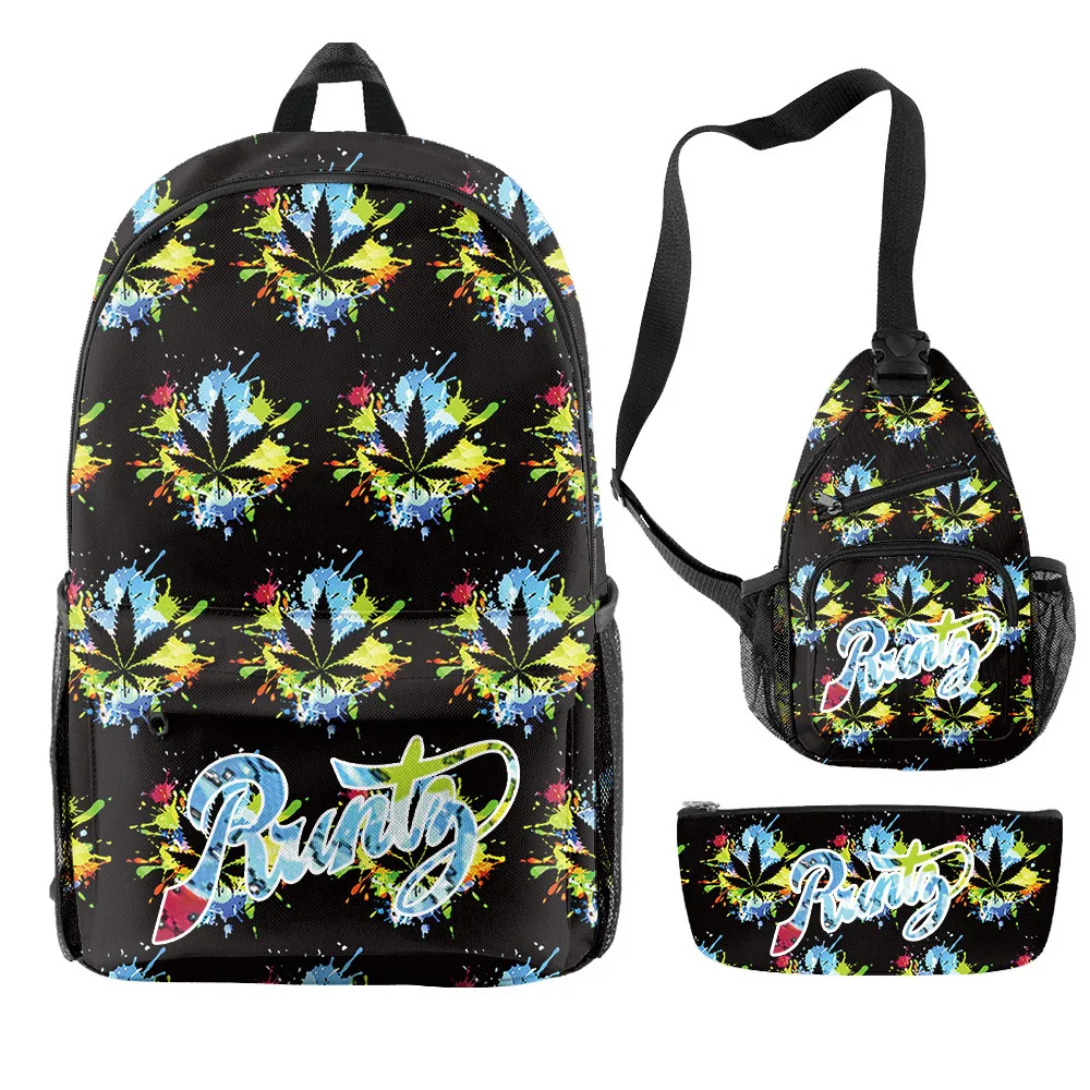 Hot Sale Oxford Cigar Kids Black School Backpack Set RAW Book Bag 3 In 1