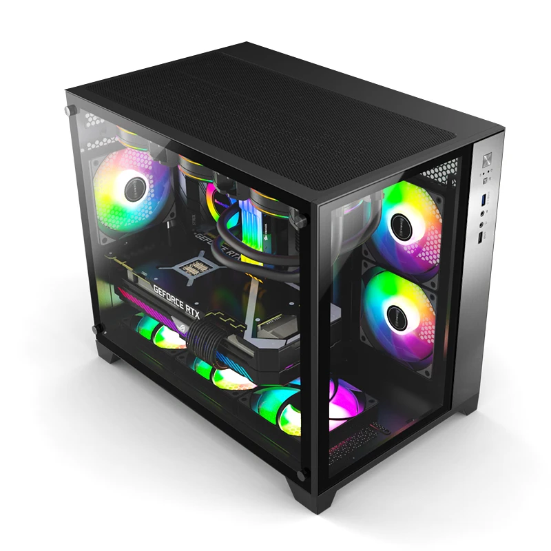 Wholesale 2023 New Design Custom Atx Pc Case Tempered Glass Panel Gaming Pc Case SPCC Computer Cases & Towers With Power Supply