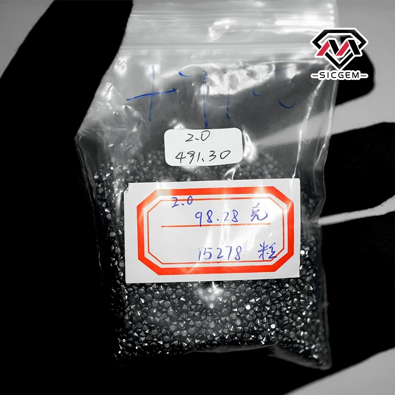 SICGEM Manufacturer Best Price Black Moissanite Round Small Black Moissanite Stone Loose