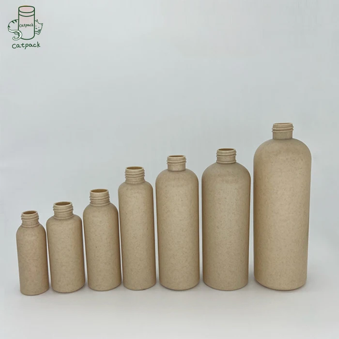 Private Label Grey Recyclable Bio Degradable Packaging Cosmetic Jar Eco Friendly Shampoo Lotion Bottle Biodegradable Packaging