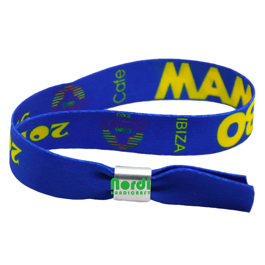 Factory Price Custom Barrel Lock Woven Wristbands Fabric Festival Entrance Ticket Wristband Sublimation Wristband For Concert