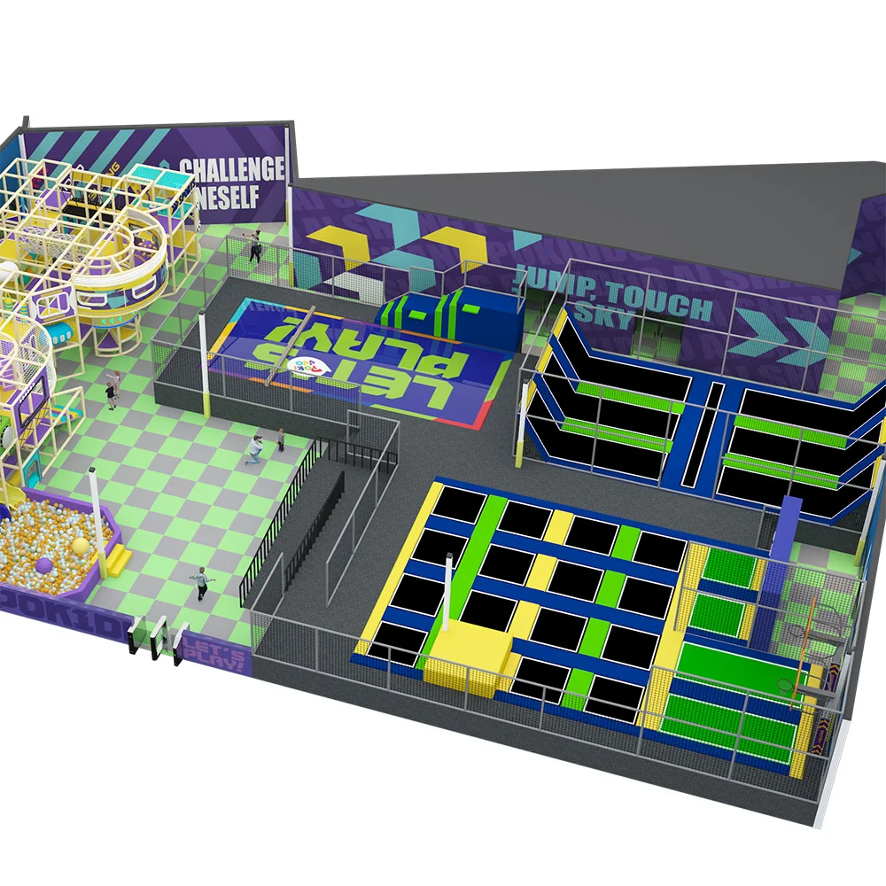 Pokiddo 1600sqm Large Indoor Sports Complex Park Durable Trampoline Park with Exciting Features