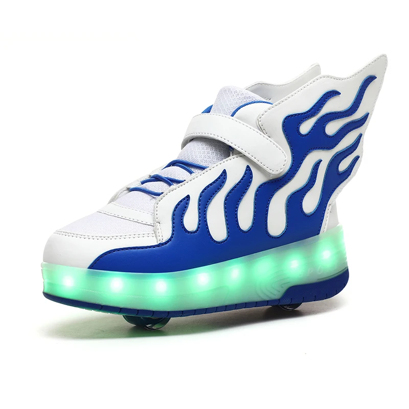 New Arrival Enough In Stock PVC Sole With Wing Rechargeable 7 Different Light modes Children LED Shoes Roller Kids Shoes