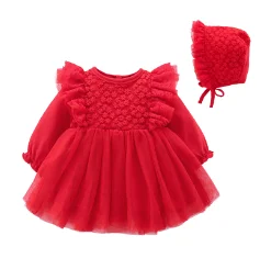 Fashion frock design newborn full sleeve infant baby girl dress romper baby clothing newborn baby clothes