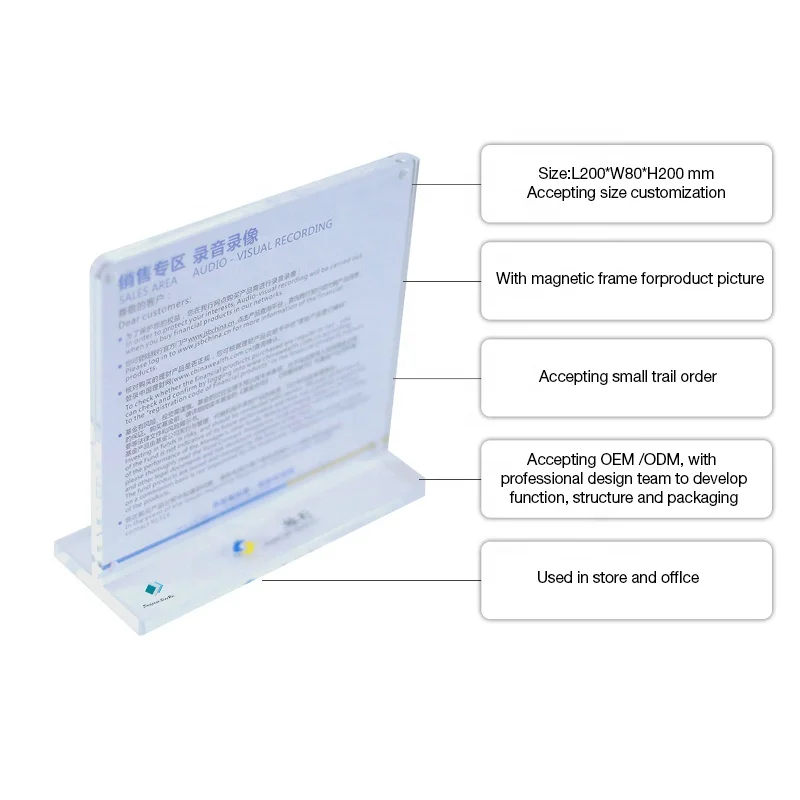 Hot Sale Cheap Price Desktop Acrylic Sign Holder T Shape Rack Clear Sign Holder Counter Display Stand For Retail Signs Shop