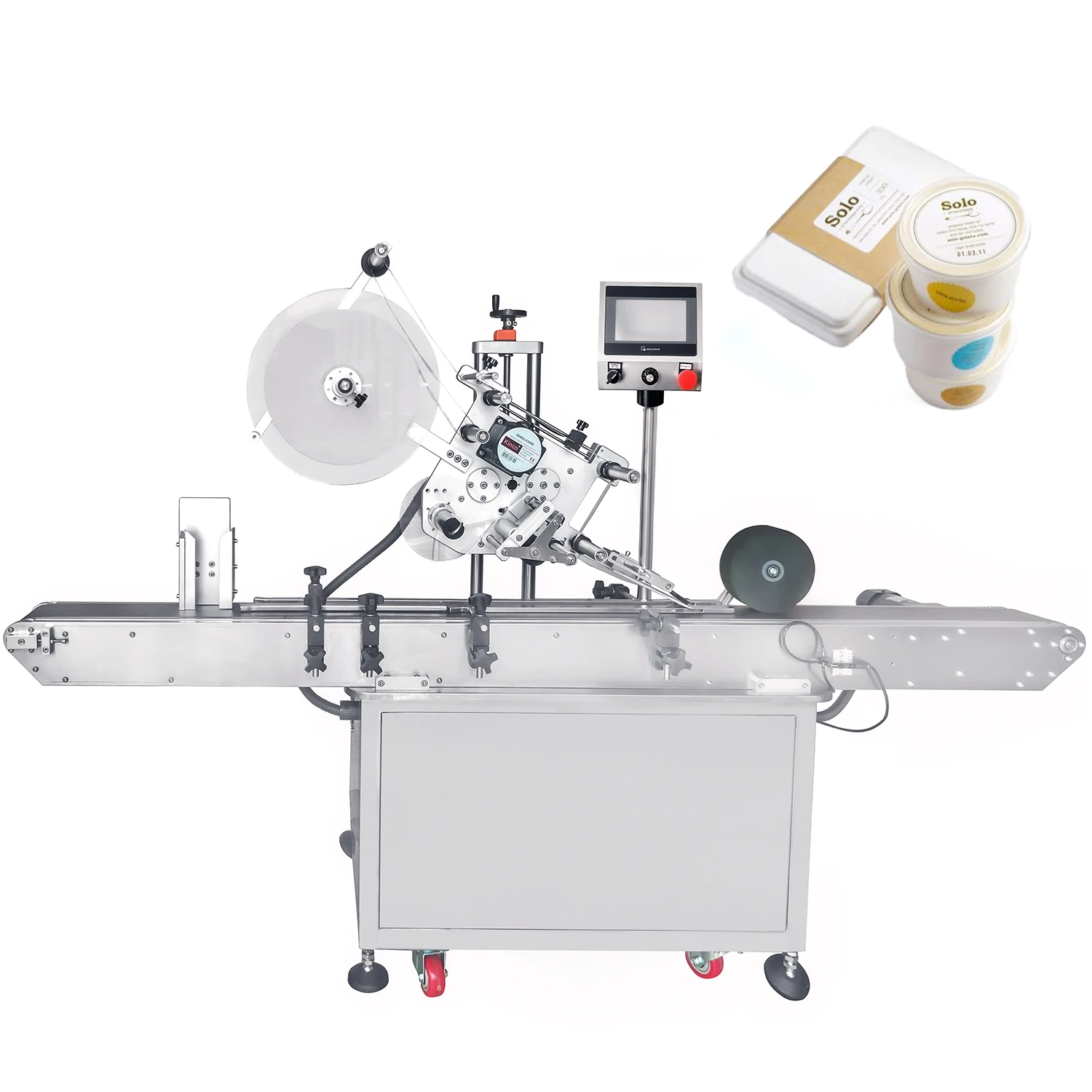 YM210 carton box corner lid plane side sticker labeler  Auto flat top and bottom surface labeling machine