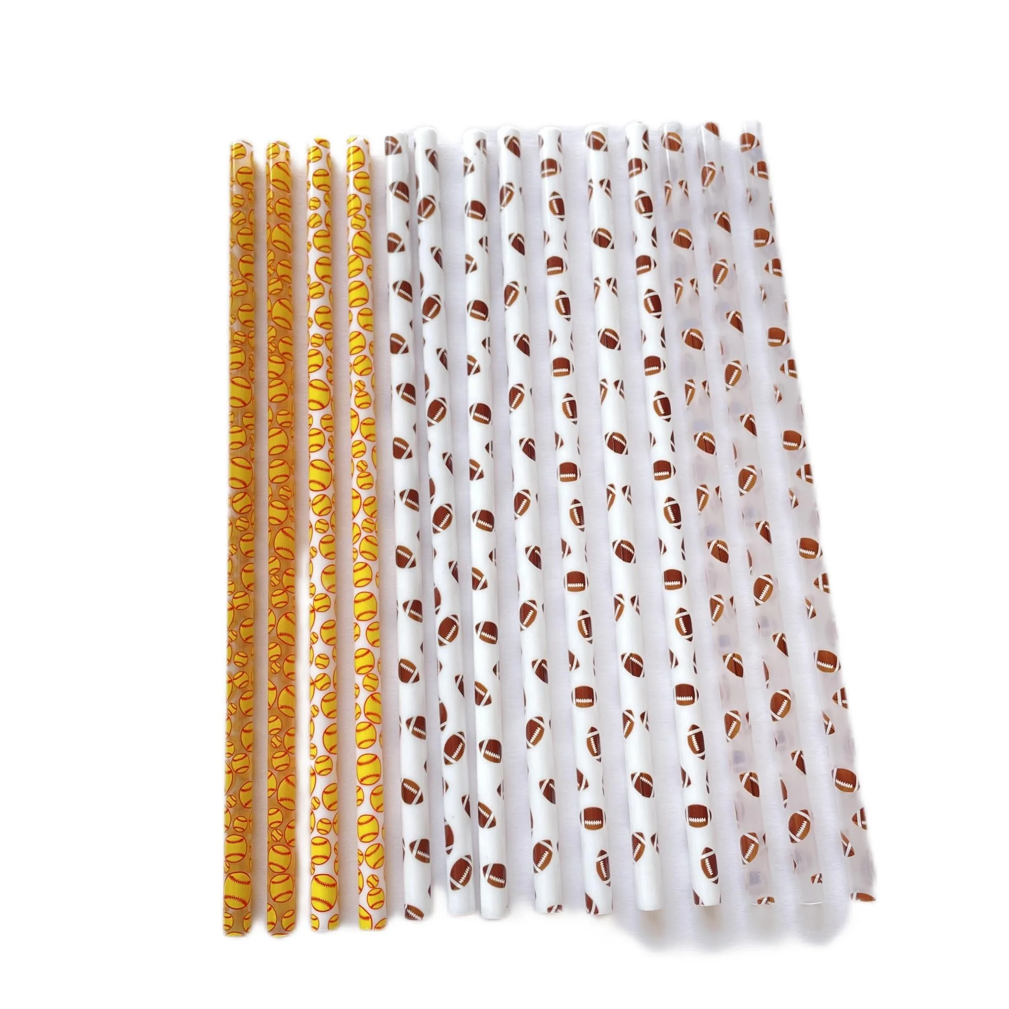 custom wholesale paw PP Hard Plastic leopard print reusable plastic drinking football straw for tumbler and party