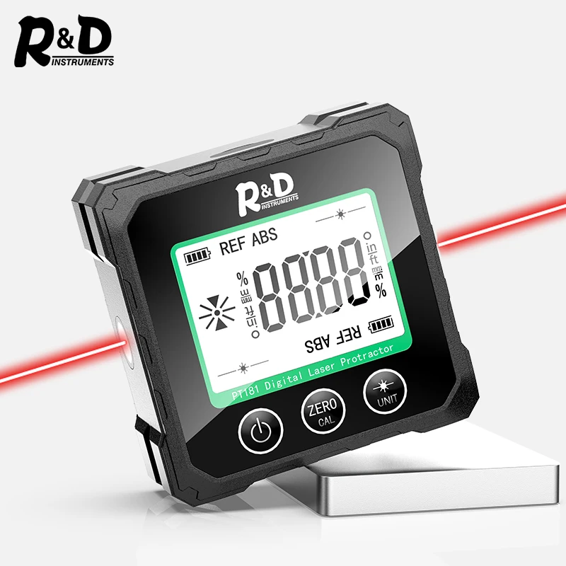 R&D PT181 Laser Protractor Angle Measure Inclinometer 3 in 1 Digital  Laser Level Box Type-C Charging Angle meter for home