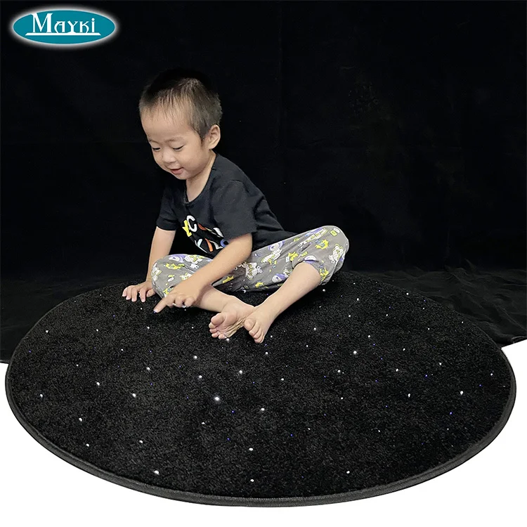 Sensory play carpet led rgb light changing round shape rug for kids sensory equipment