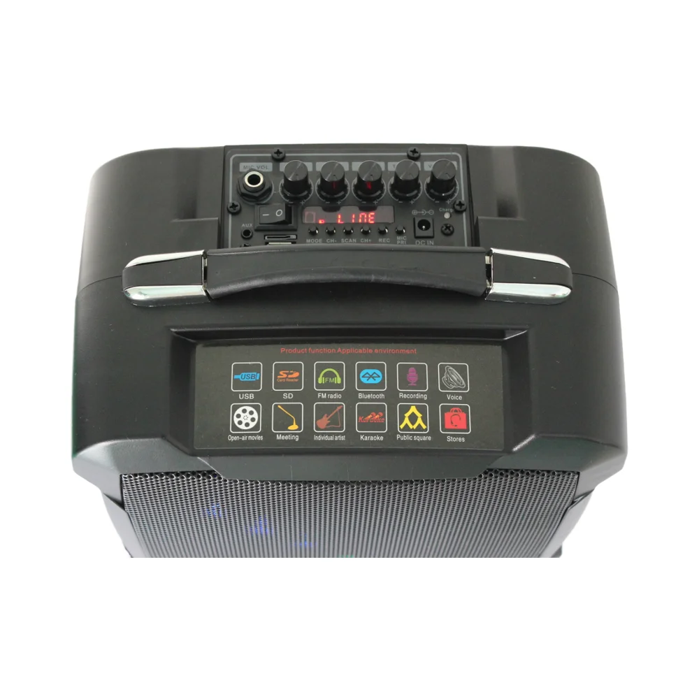 T08A Plastic portable speaker with  light strip USB SD card insertion function wireless English voice prompt recording  radio