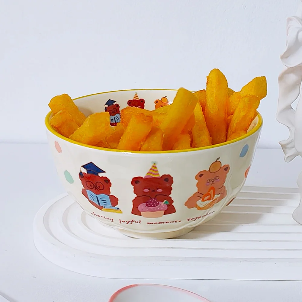 Children cute animal pattern, ceramic tableware, household ins creative rice bowl wholesale. ceramic bowl