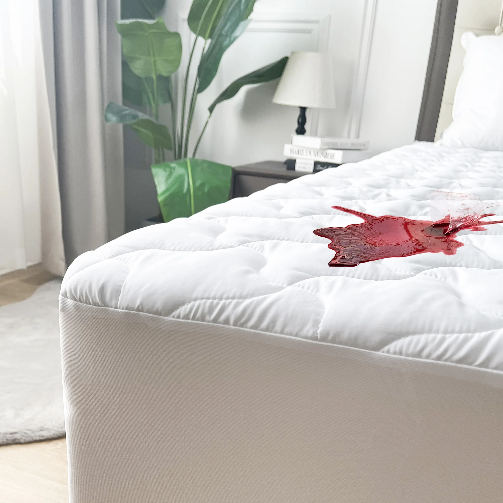 Quilted waterproof mattress cover topper protector microfiber soft oeko-tex full twin xl quilted fitted bed mattress pad