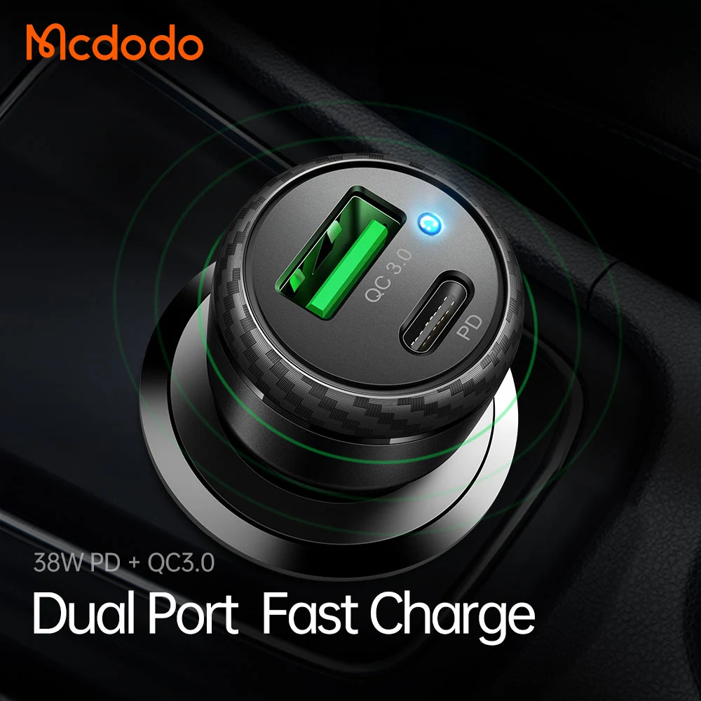Exw Price Promotional Portable Car Fast Charger Qc3.0 Dual Aluminum Metal Car Charger 38W Simple Pd Fast Car Charger Fast