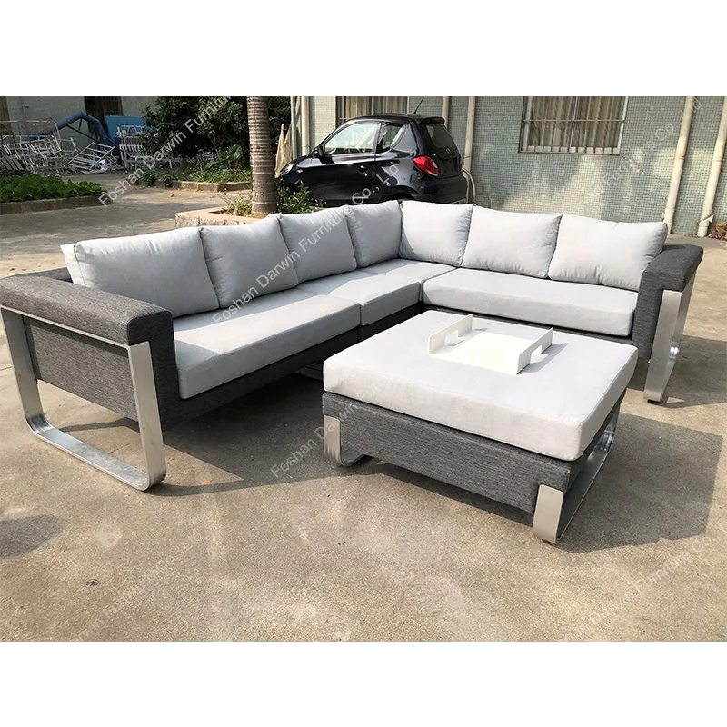New design patio indoor outdoor sofa set garden furniture rattan wicker outdoor upholstery fabric sofa