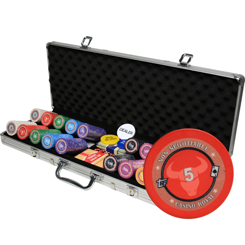 Горячая Распродажа 400 шт./компл. набор глиняных покерных чипов для казино Техасский Холдем пользовательские азартные игры с утолщенным чемоданом поставщик покерных монет