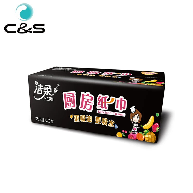
Low Price Oil Cleaning Tissue 2 Layer Water Absorbing Kitchen Paper Towel 