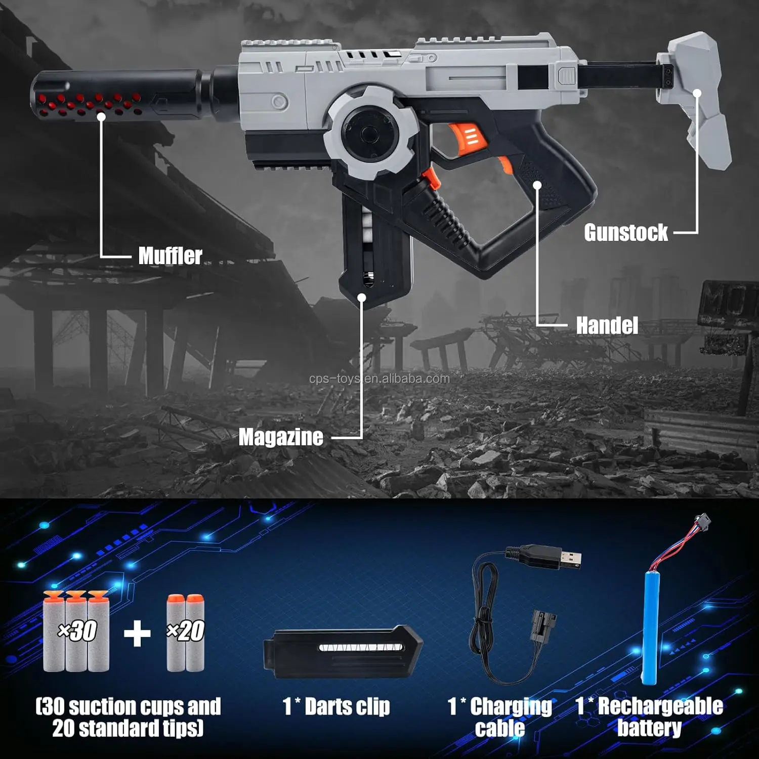 Soft Bullets Gun 20 Capacity Dart Electric Foam Blaster for Kids Automatic Toy Gun Outdoor Toys