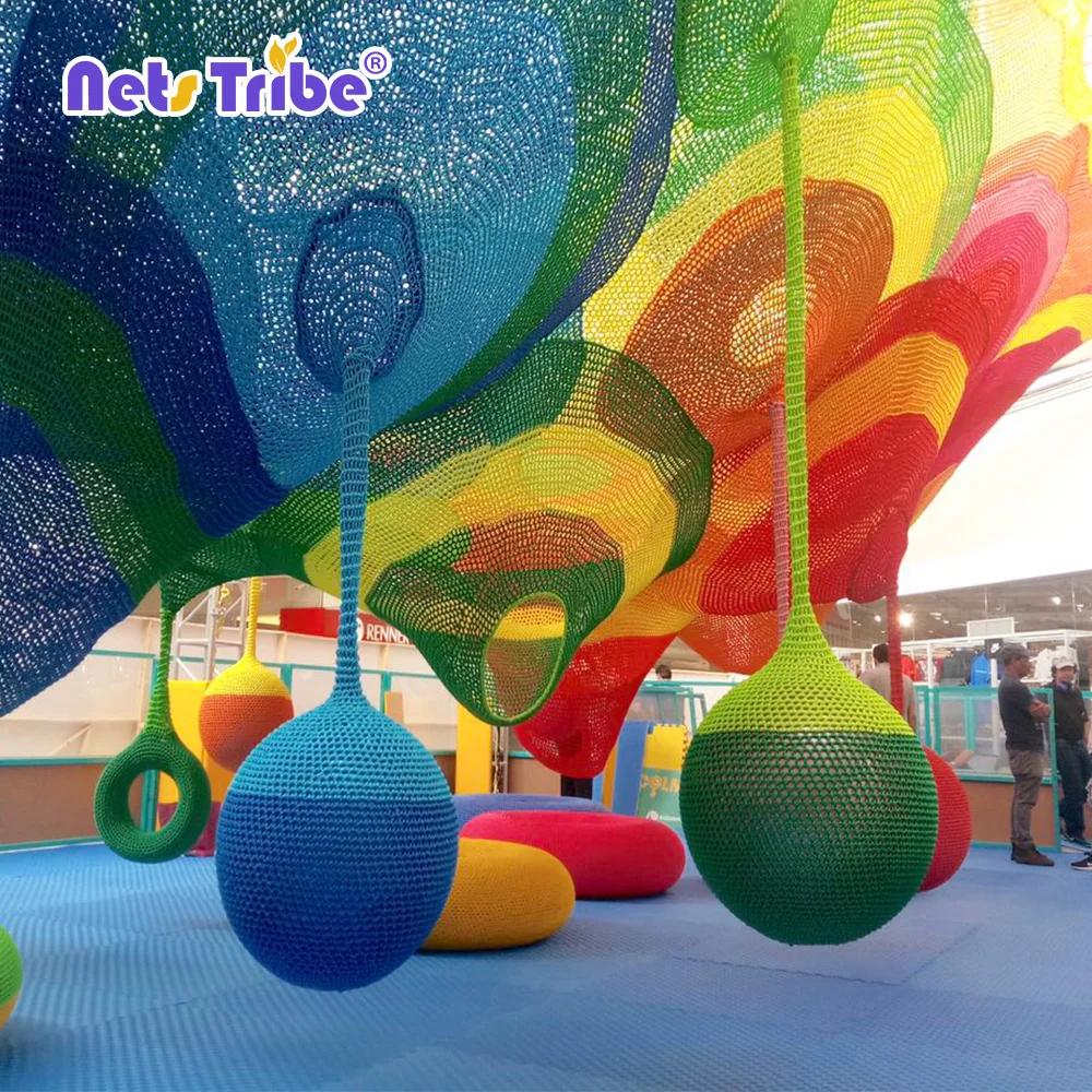 Crochet rope swing ball with colorful rope for kids indoor and outdoor climbing