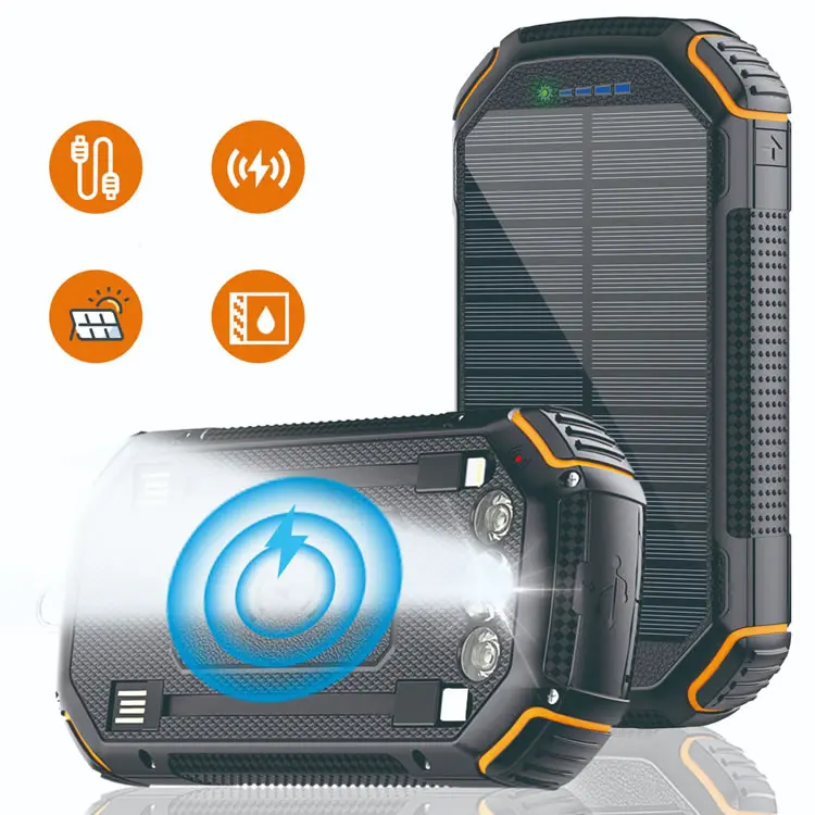 Portable Outdoor Trending Mobile Phone Fast Charging 20000mah Wireless Solar Charger Powerbank Solar Power Bank without Battery