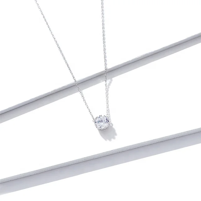 Fashion jewelry minimalist necklaces 925 silver shining life high quality cubic zirconia diamond necklace