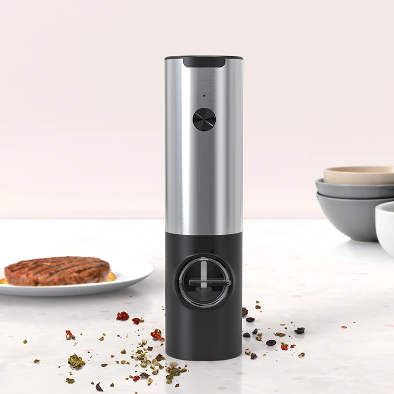 Stainless Steel Grinder Rechargeable Pepper Mill One Handed Operation Electric Salt and Pepper Mills with Light