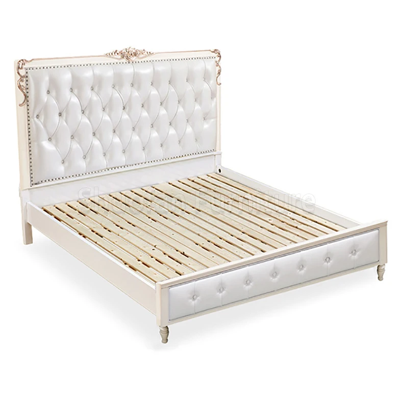 Good Quality Cheap Bed White Faux Leather Bed Double Furniture Set Bedroom Designs