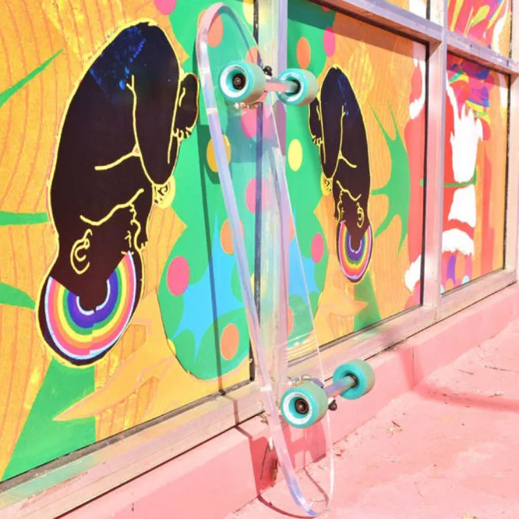 Clear Acrylic Exhibition Skateboard Deck for Decoration Wall UV Print Screen canadian maple acrylic deck palace skateboards