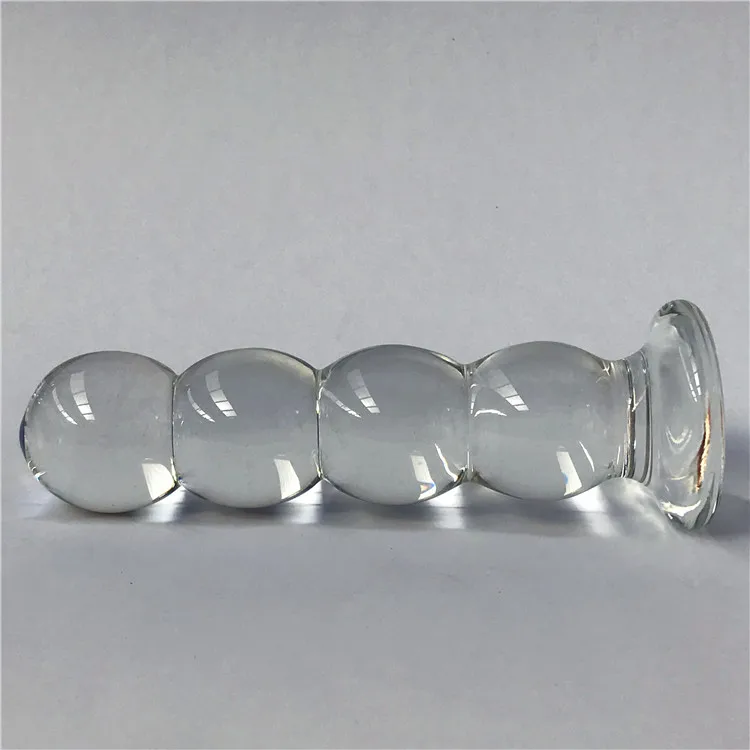 Modern type hand crystal penis decorative male glass dildo with four balls