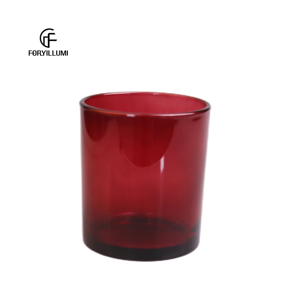 Luxury dark green candle colored glass jar holder custom empty 10oz red coloured glass candle jar