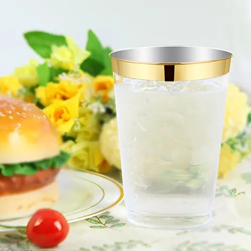 
Plastic Cup with Gold Rim Wedding Disposable Plastic Cups 