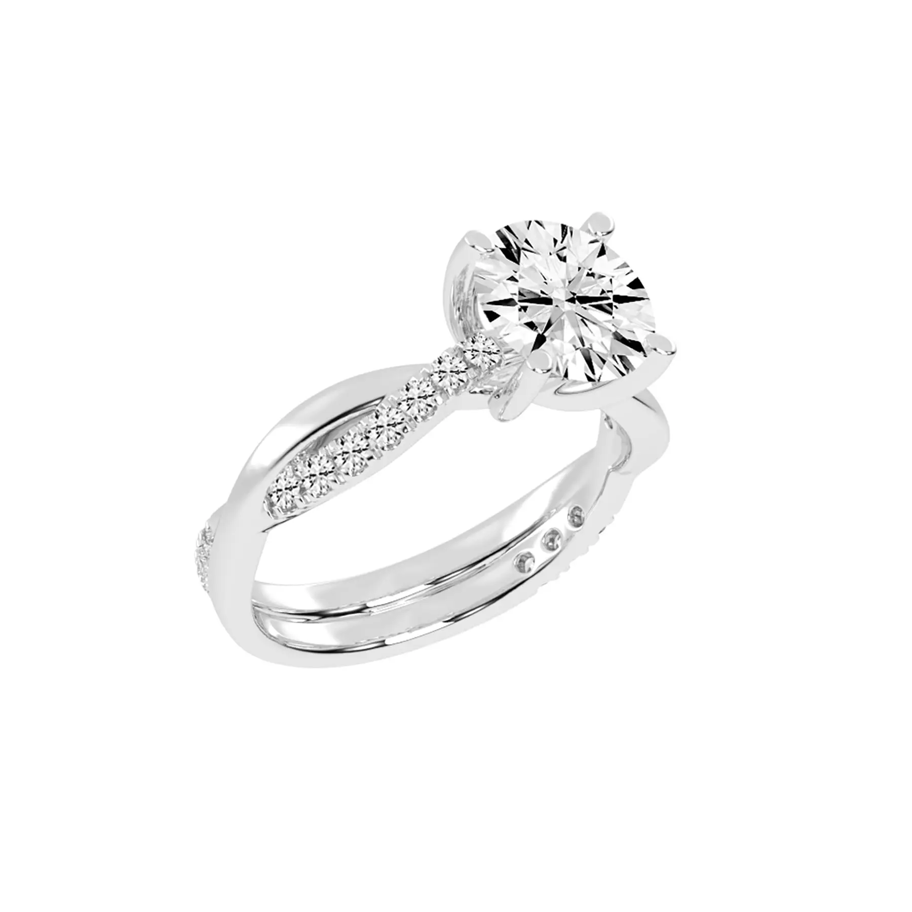 Gi сертифицированное лабораторное бриллиантовое обручальное кольцо 1 Ct - 5 Ct | 14K или 18K Белое, FG-VS1-VVS2 качество