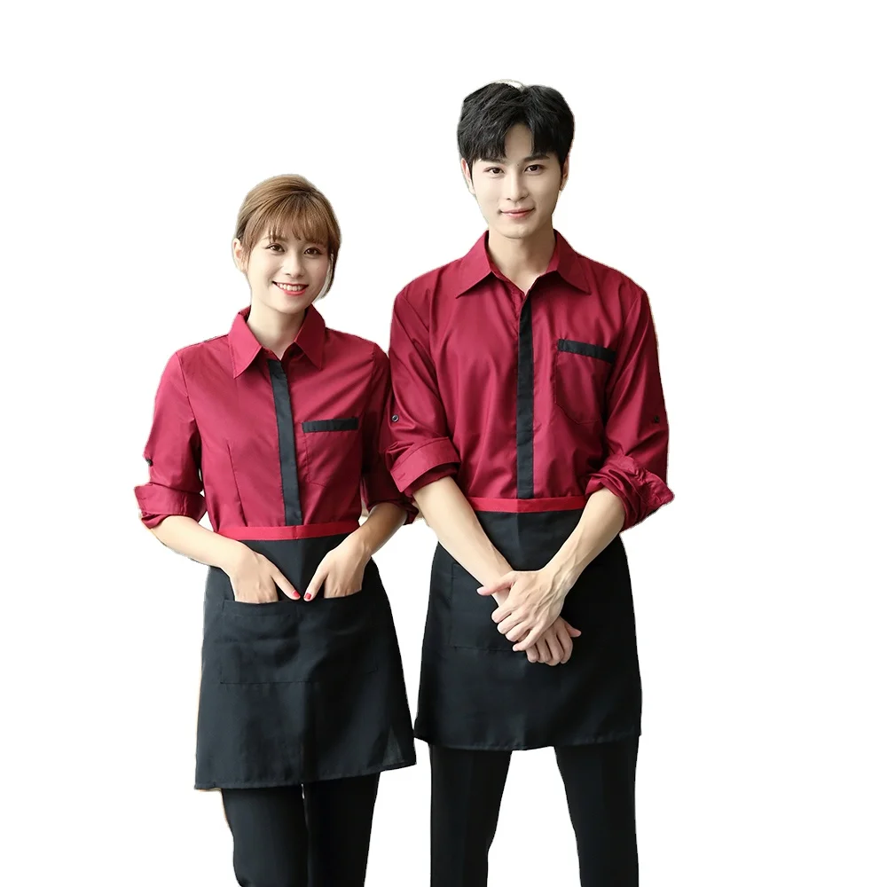 Hotel staff uniform shirts long sleeve shirts custom work clothes tops restaurant uniforms