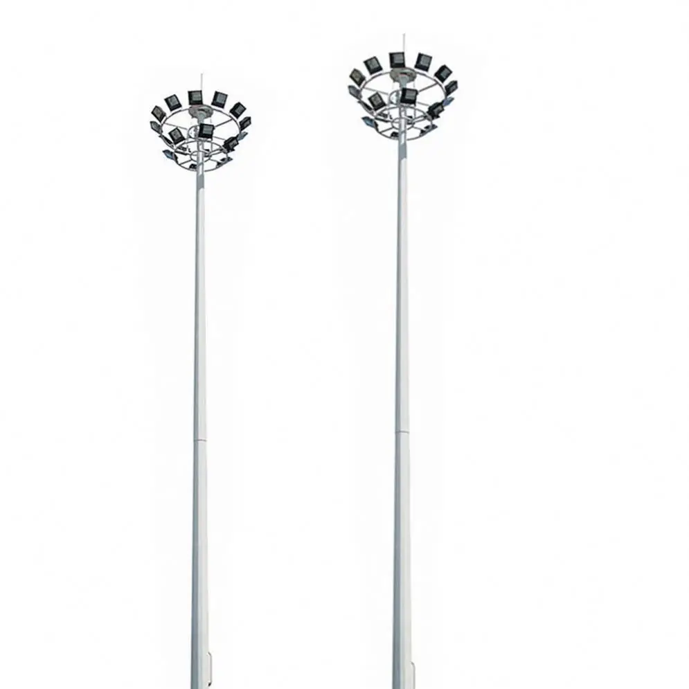 Outdoor high mast stadium sport field led flood light pole 10m 12m 15m 18m 20m 25m 30m high mast flood lighting poles