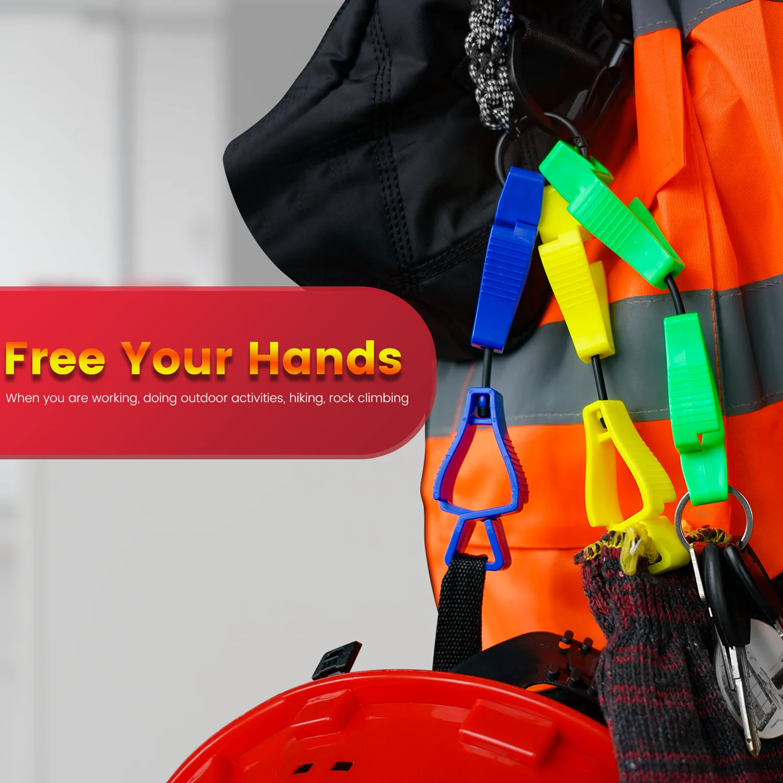 Wear-Resistant Plastic Safety Glove Clips Holder 6-pack for Worker Construction Guard Labor