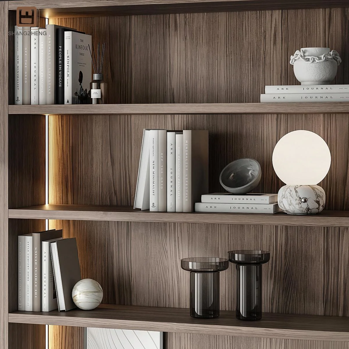Dual Minimalist Bookshelves Black Light Modern Decorate Extendable Home Office Apartment Kitchen Bathroom Use MDF Steel Material