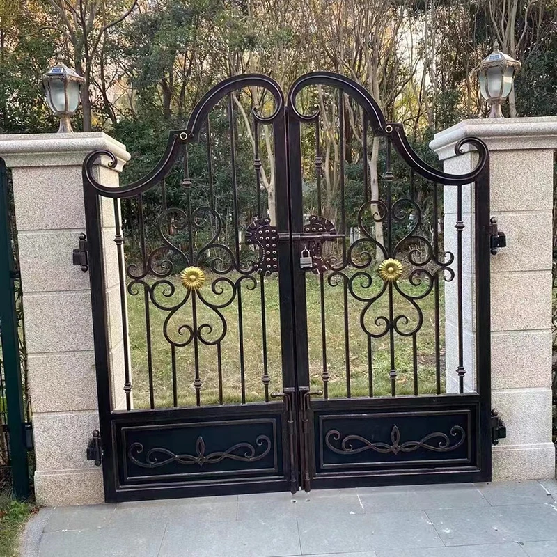 Manufacturers produce custom-made community fence wrought iron anti-collision gate school gate paint simple large iron gate