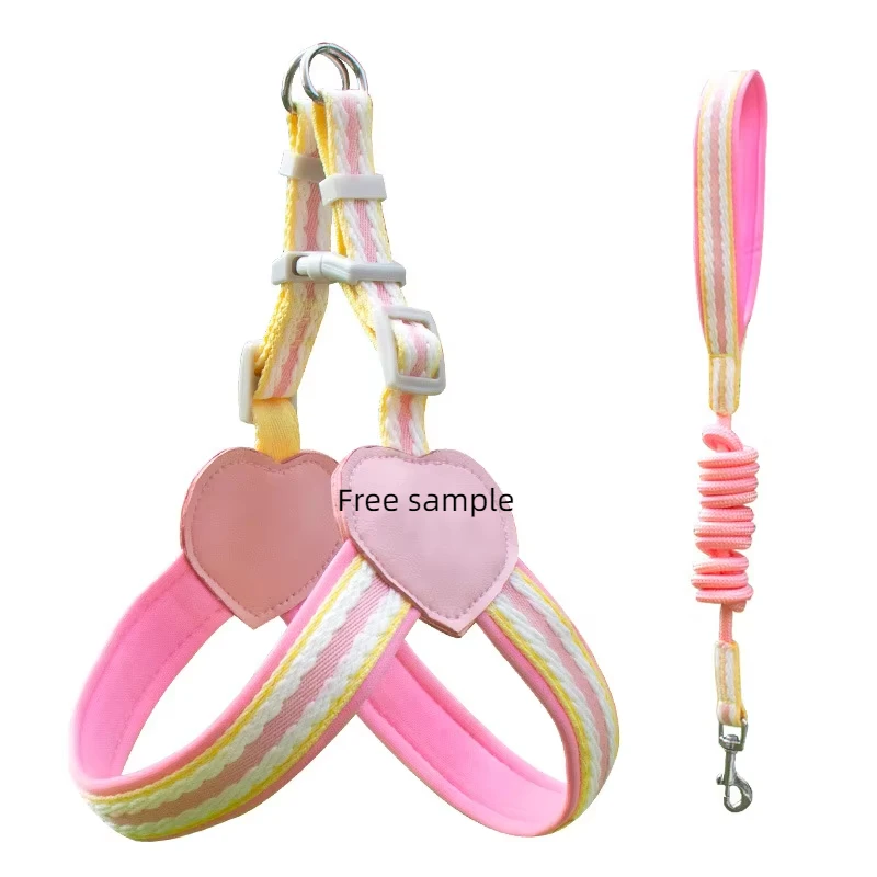 Custom pet Leash Harness New Arrive Heart Pet Leash Durable Outdoor Portable Cute New Arrival Dog Leash Harness Set Dog And Cats