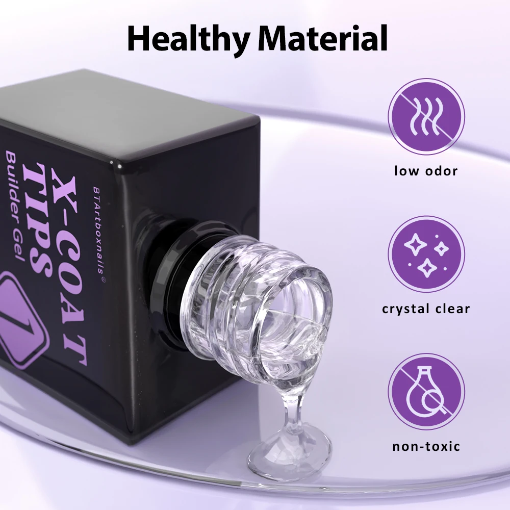 Private Label Uv Gel Nail Glue Kit 15ml Top Coat 15ml Builder Gel For X-Coat Tips Nail Glue For Press On Nails