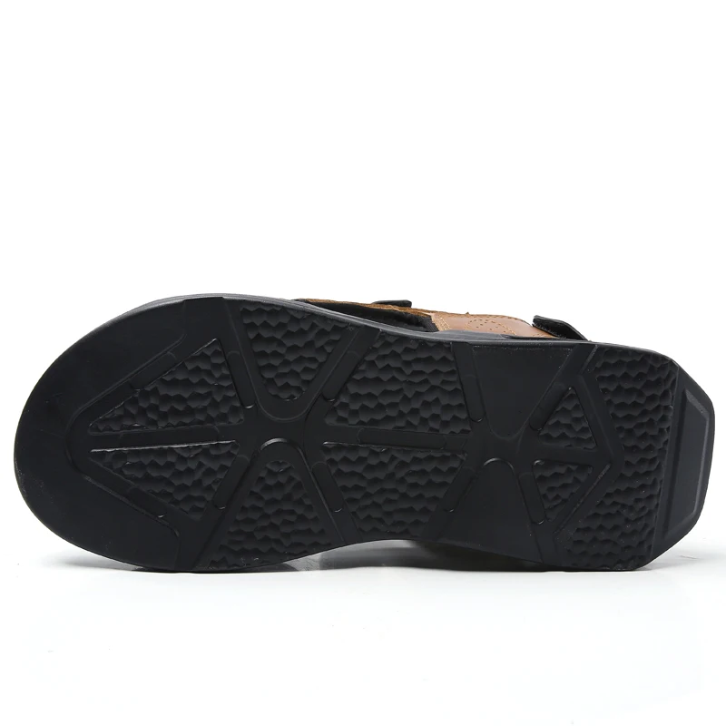 Мужские летние дышащие сандалии из натуральной кожи, новинка 2021