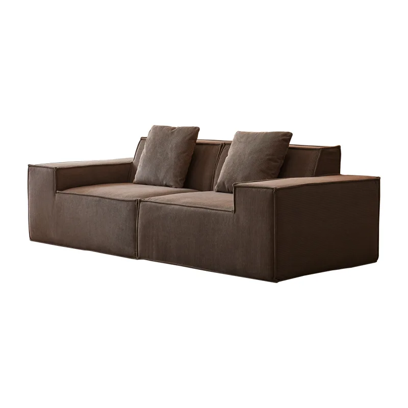 Retro Compression Sofa Corduroy Block Living Room Straight Row Roll Pack Vacuum Pure Sponge Sofa
