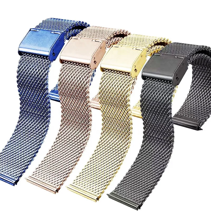 Fashion 18mm 20mm 22mm 24mm Quick Release 1.0 Milanese Bracelet Stainless Steel Watch Band Woven Mesh Watch Strap