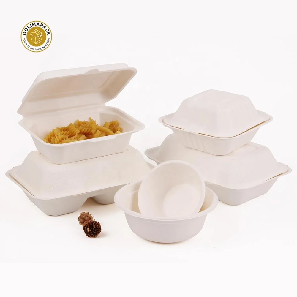 Disposable Compostable Sugarcane Lunch Box Biodegradable Food Container Bagasse Packaging