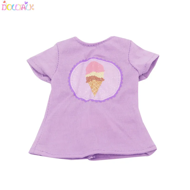 Wholesale  18-inch American Doll Blue Cotton Flower Pattern Fresh T-shirt  Casual Doll Clothes