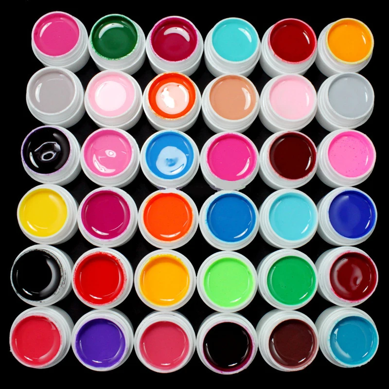 Professional 36 Colors Pure Color UV Gel Nail Art Decor Long Lasting Solid Nail Gel Builder Manicure Tool