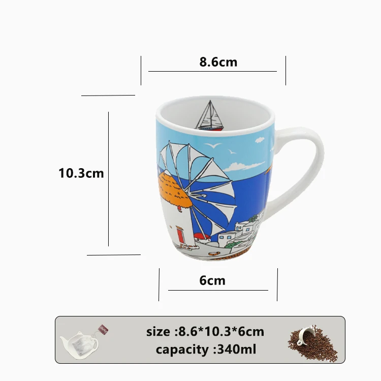 Eco friendly custom logo printing on mug 11oz white belly shape coffee stoneware mug