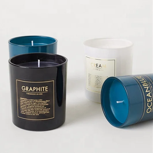 LANGXU red white black blue colors cylinder empty scent candle packaging Matte Frosted effect wholesale candle vessels