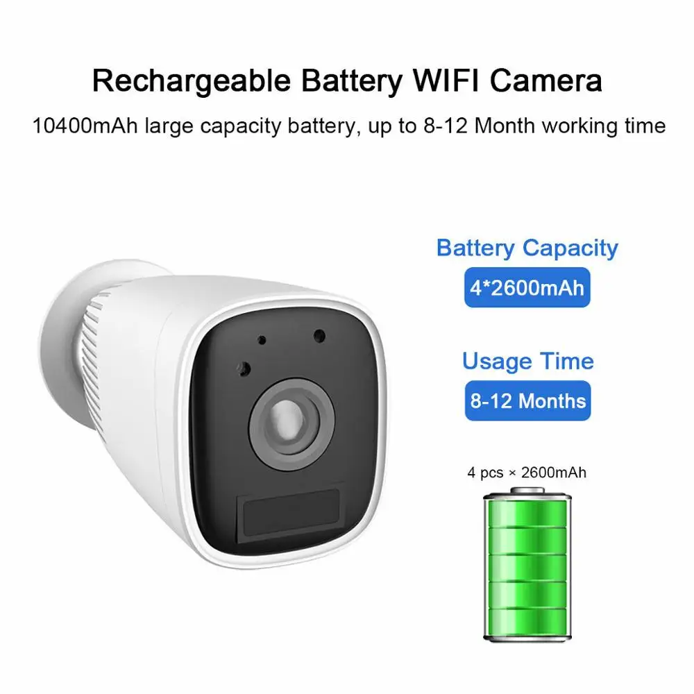 2021 Latest Full Power 2.4G 1080P Outdoor Wifi Battery Camera With LED Night Vision