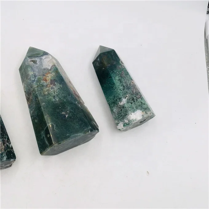 Натуральная полированная Хрустальная палочка мох агат обелиск зеленый кристальная