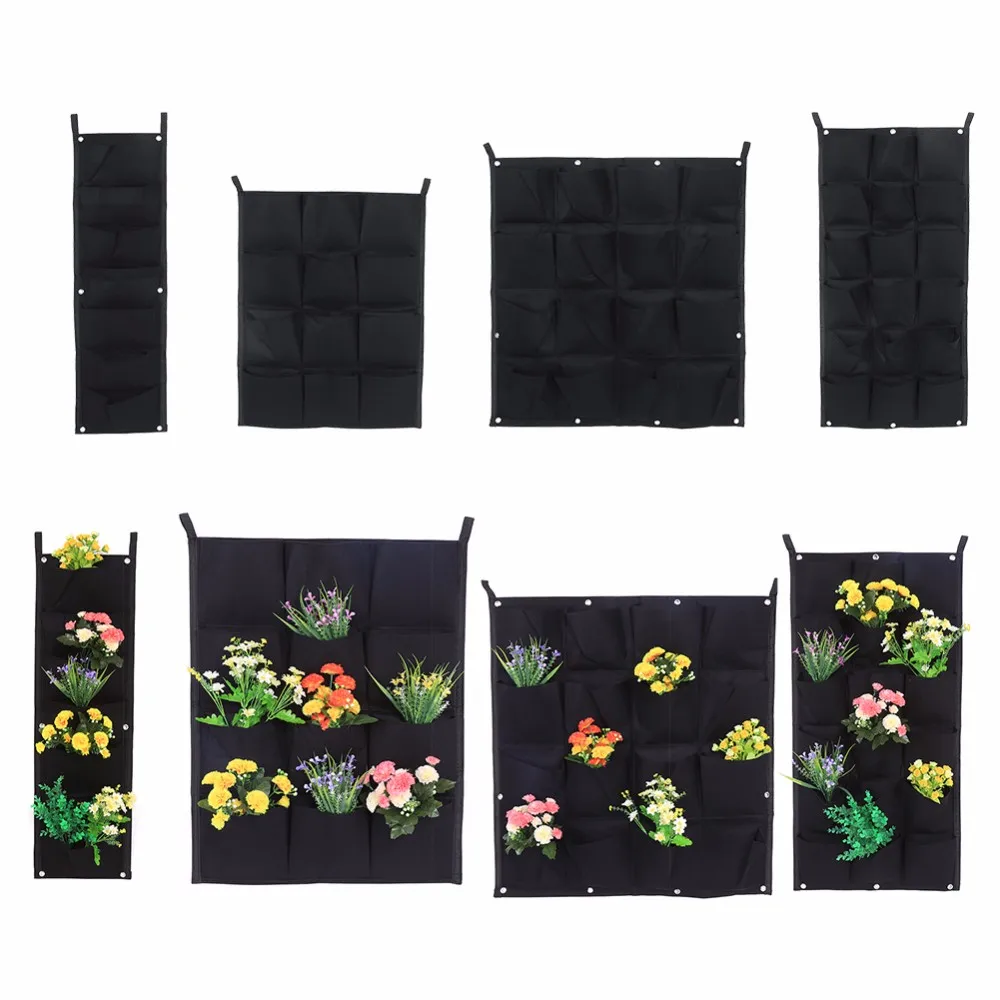 
9/18/25/36/56/81/100 Pockets Wall Hanging Planting Green Plant Grow Planter Pot Vertical Garden Grow Bag 
