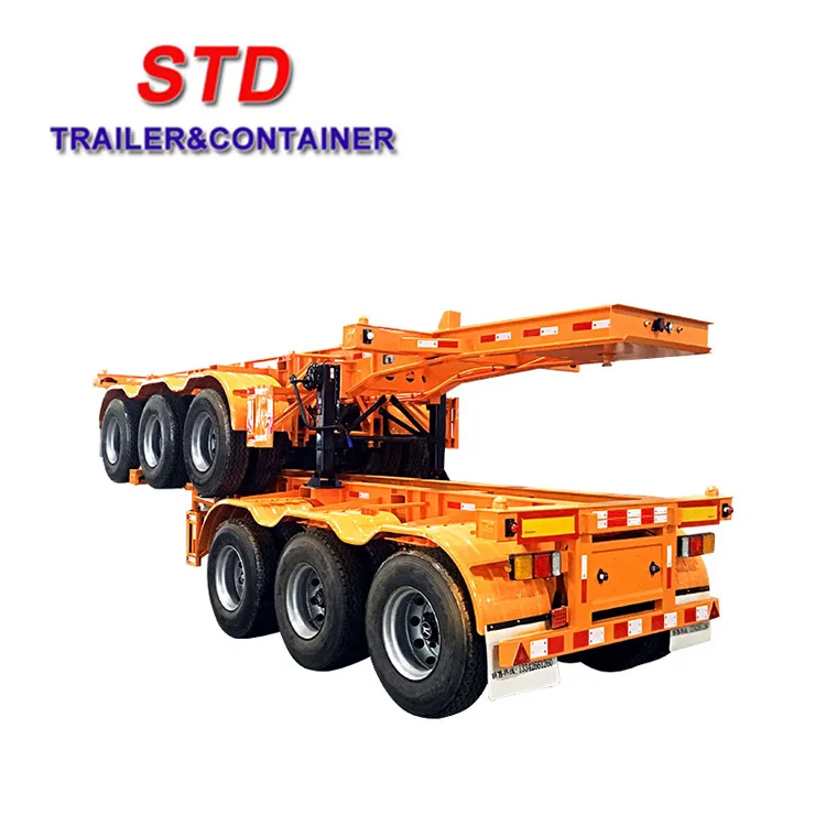 Yellow Color 20Ft Container Chassis 2 Axles Container Trailer 20 Ft